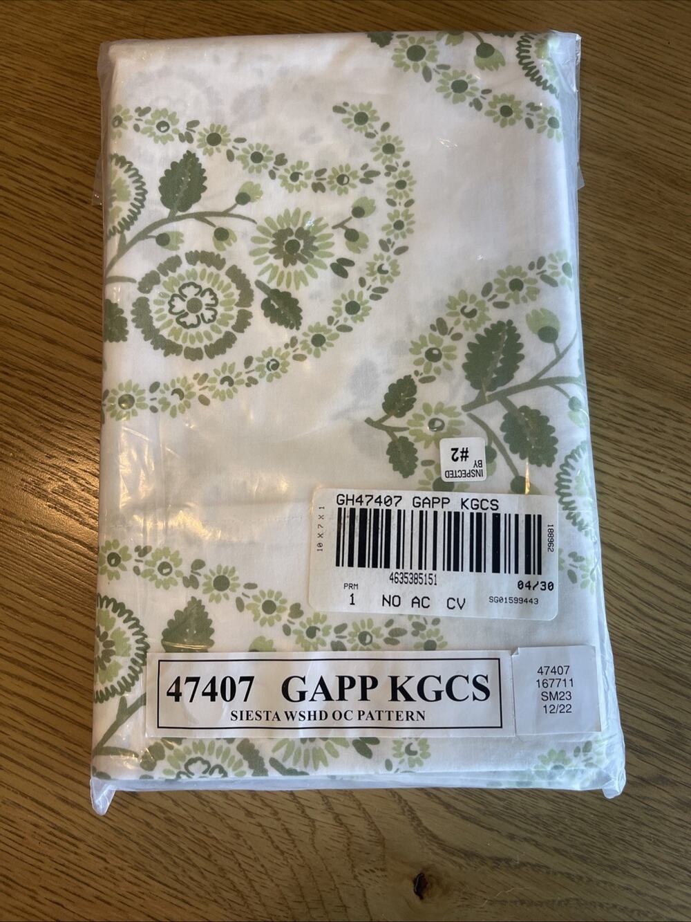 Garnet Hill Organic Cotton King Pillow Case Set Siesta Green Flower Paisley NIP
